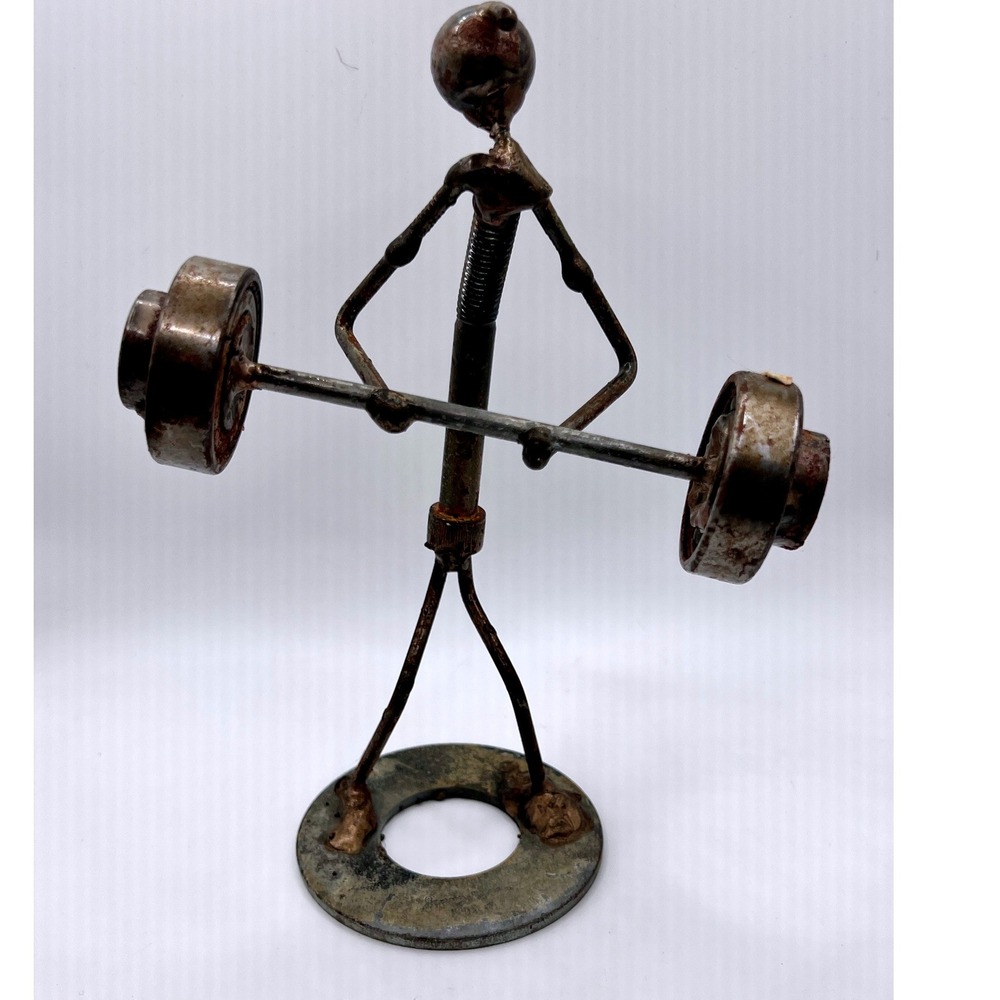 Sonny Dalton Weightlifter Sculpture 7.5in Silver Excellent Signed Numbered 1103